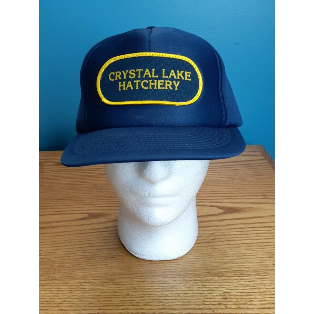 Vintage Crystal Lake Hatchery Patch Snapback Blue Hat Cap WearGuard